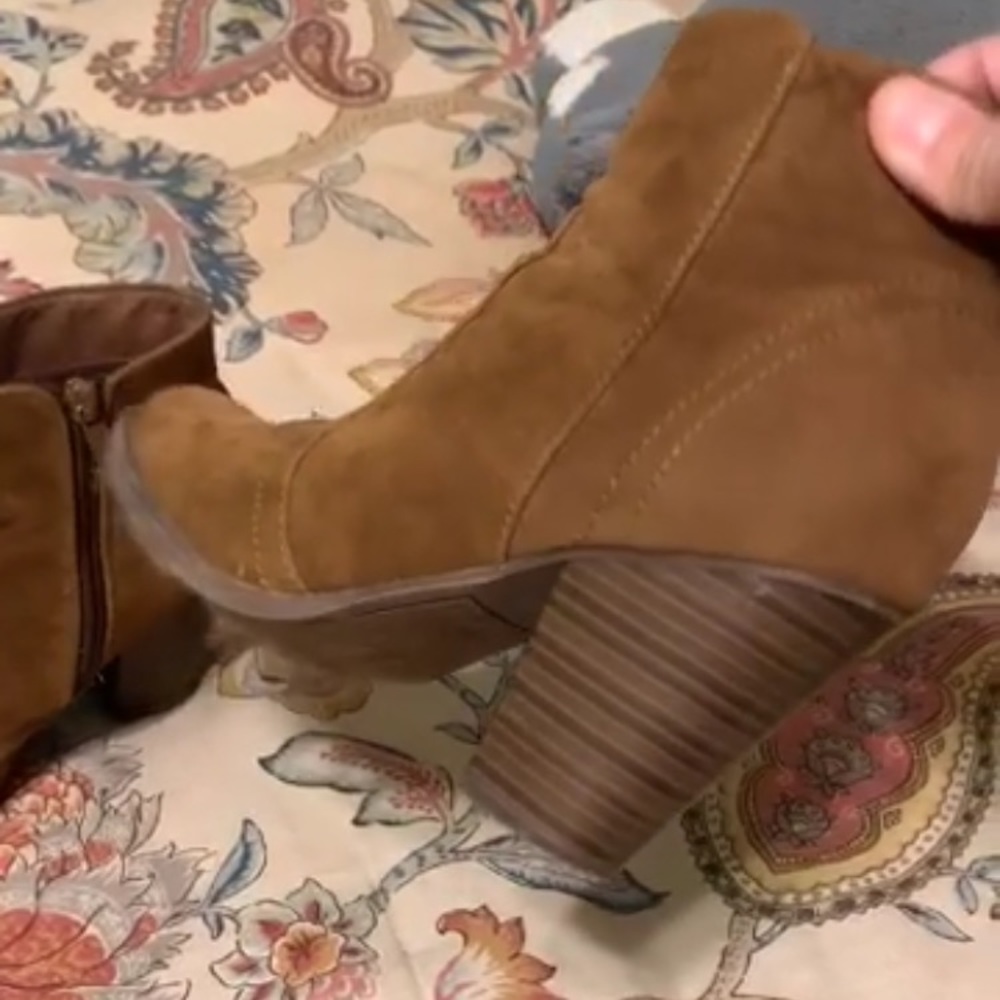Tan suede booties